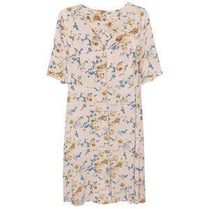 Cato Floral Button-Down Dress 22W/24W V-Neck Short Sleeve Lightweight Feminine